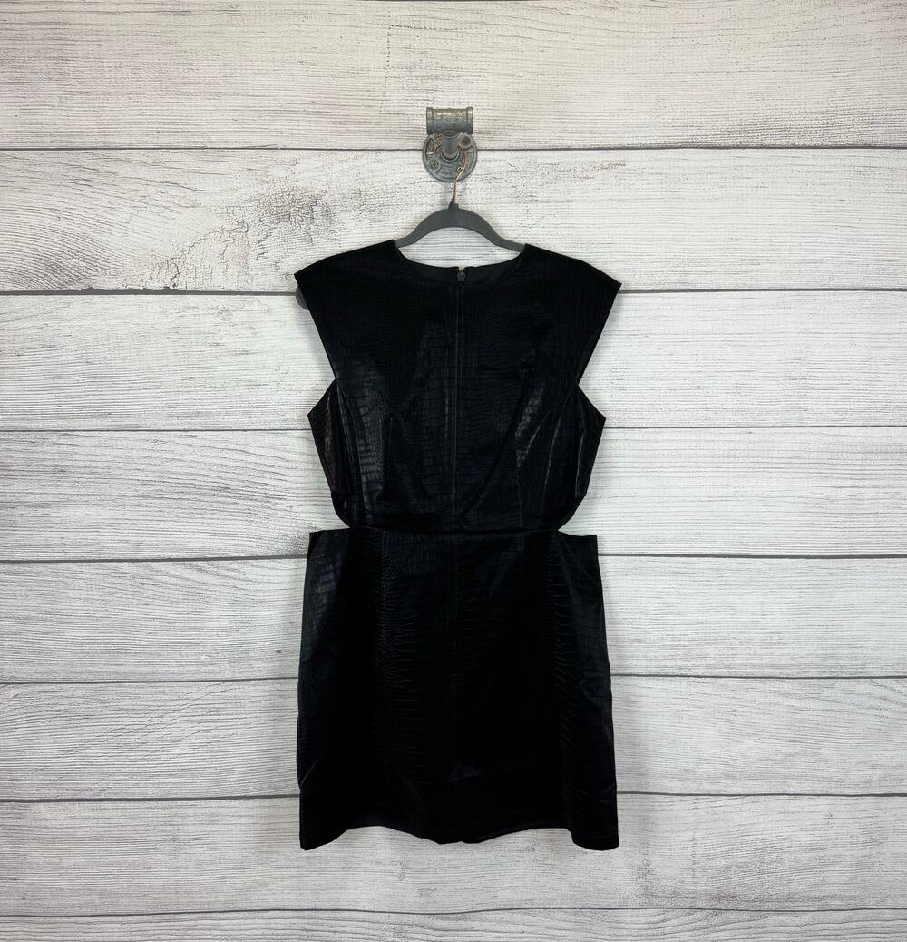 French Connection Women's Black Ivar Croc Cutout Sleeveless Mini Dress Size 12